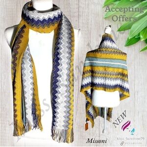 Missoni NEW - wide long lightweight chevron scarf or wrap - 40% wool and blends